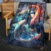 Multiple sizes Two koi swimming Print Blanket Flannel Material Soft Warm for All Seasons Home Outdoor Camping Picnics RV