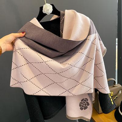 Neue Damen Winter Vielseitig Imitation Kaschmir Beidseitig Camellia sinensis Verdickt Um Warm Zu Halten Stil Kälteisolierung Schal