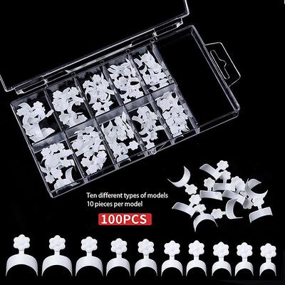 100 Pezzi/Set Fiori di Prugno Unghie Finte Francesi Punte Press On Unghie Acriliche Naturale Mezzaluna Per Manicure Art Modelling Design