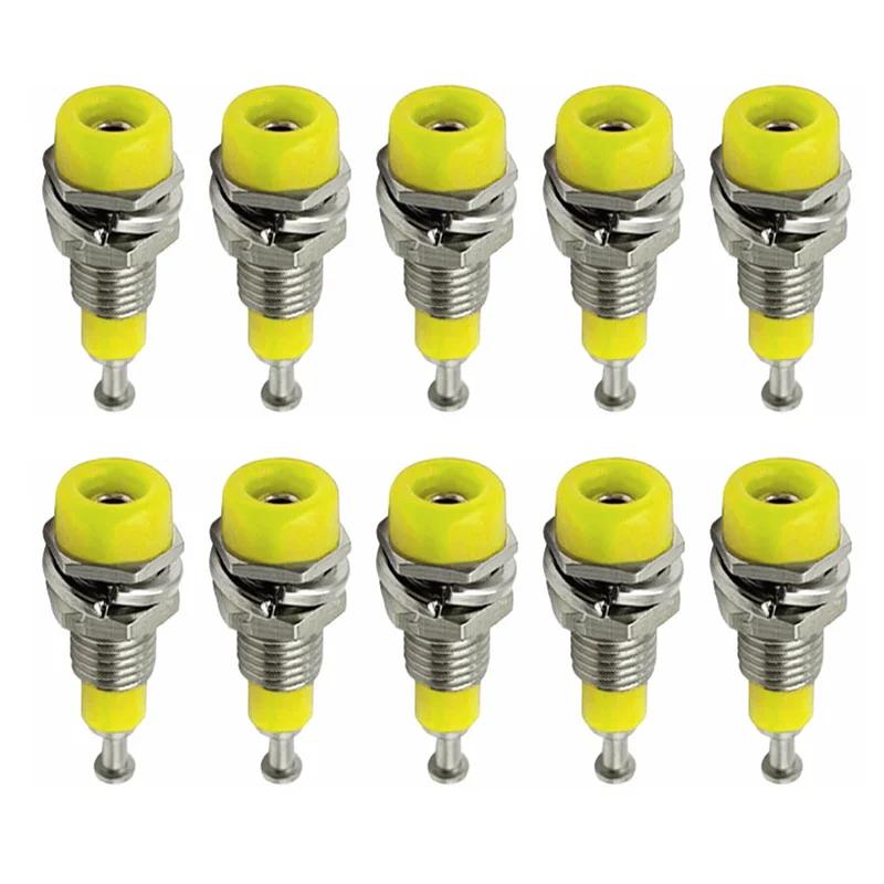 

10Pcs 2mm Banana Socket Banana Plug Jack Speaker Electrical Connector Terminal Test Hole Panel Socket жовтий