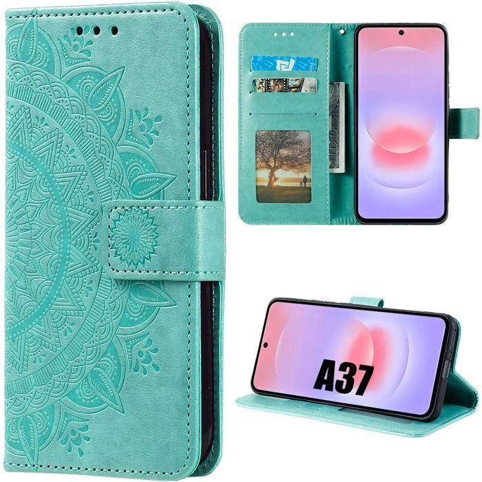 Coque pour Samsung Galaxy A37 5G, Protection Anti-Rayures Antichoc Synthécuir Motif Exotique - Vert
