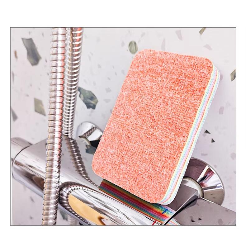 Dual-Use Microfiber Dishwashing 12 Ply Cloth Rainbow Thousand Layer Rag Bamboo Material Absorbent for Kitchen Car Wash Use