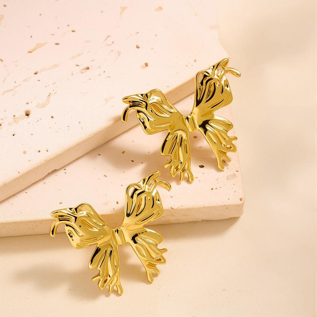 Geometric Irregular 18k Gold Titanium Steel Earrings for Women