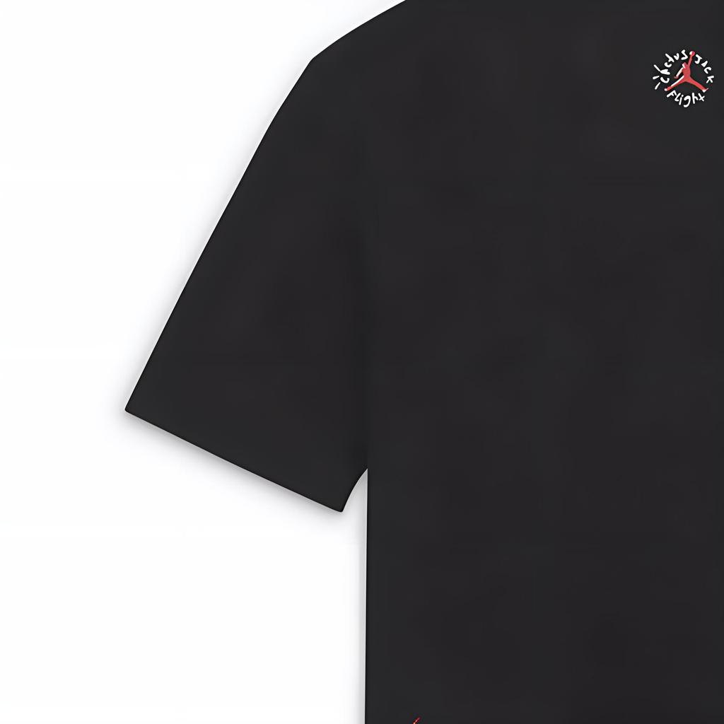 Jordan X Travis Scott Flame Print Rhinestone Round Neck Short Sleeve T-Shirt Men Tops Black DO4102-010