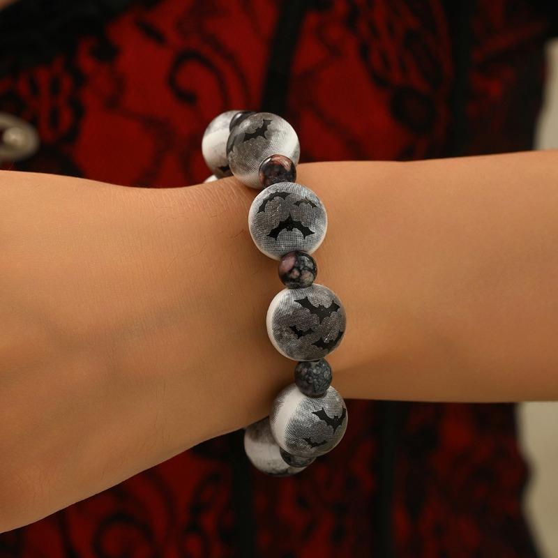 Halloween Necklace Bracelet Exaggerated Niche Dark Wind Trend Bat Pumpkin Eye Beaded Bracelet