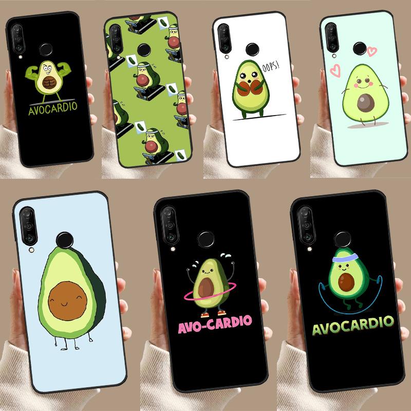 Cute Cartoon Avocado Fitness Case For Huawei P30 Pro P20 P40 Lite Nova 11i 8i 3i 11 9 10 SE 5T Y60 Y70 Y90 Y61 Y91 Cover