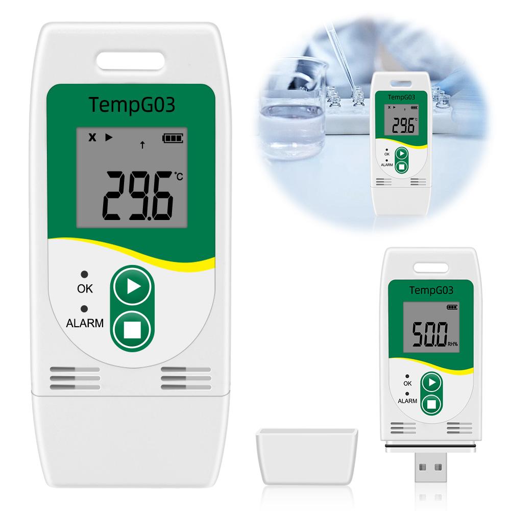 

USB Temperature Humidity Data Logger Digital 32000 Point Capacity Over Temp Alarm for Fruit Vegetable Lab Cold Chain Transport China Mainland