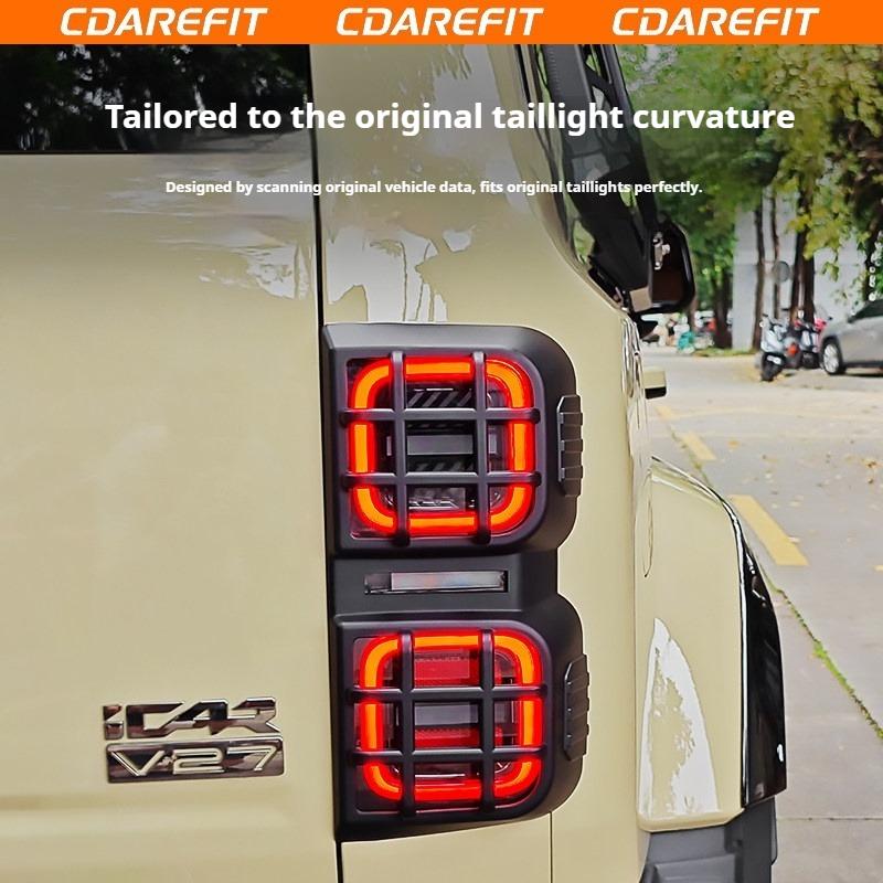 For Chery iCAUR V27 Mecha Style Car Rear Taillights Front headlight Side Lights protection frame Turn Signal Collision Cover