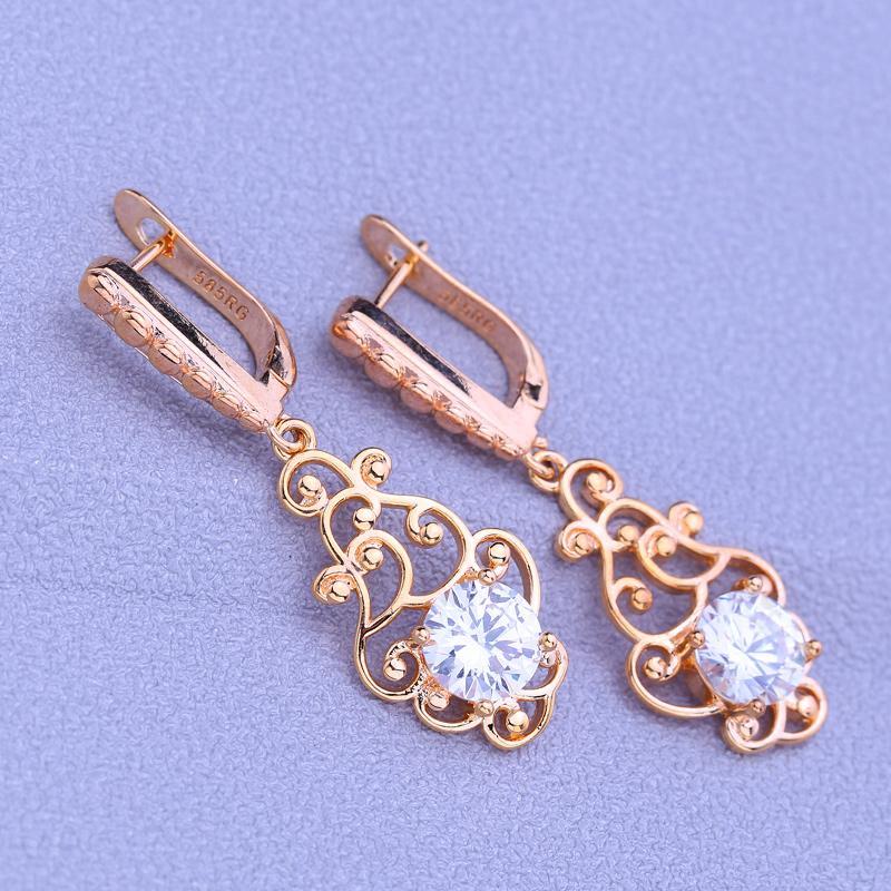 MINTHA Clip Earrings Trendy Rose Gold Color Wedding Daily Fashion Jewelry Cubic Zirconia Geometry Drop Earrings For Women Bridal Geometry Earrings