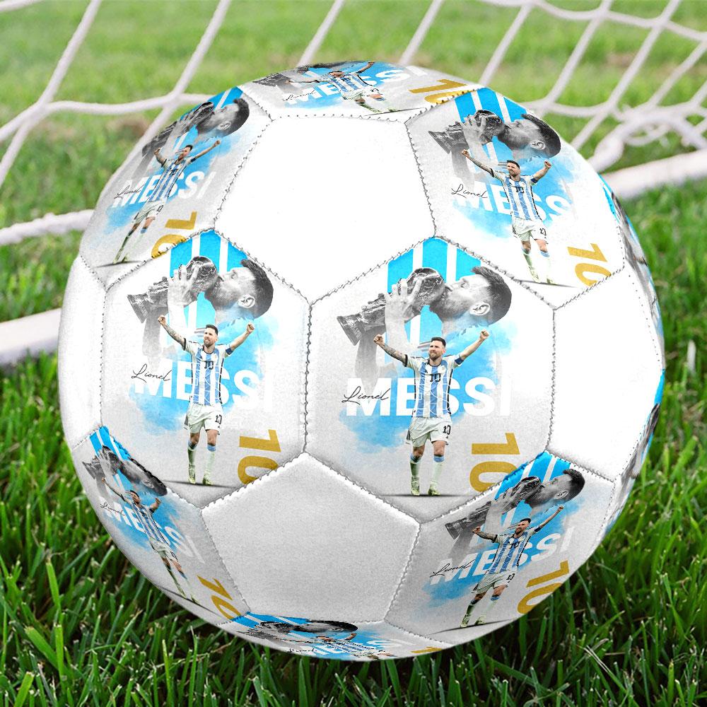 Lionel Messi Fußball Größe 5, Maschinengenähtes PVC, Langlebig & Hoher Rückprall, Für Alle Altersgruppen, Fanartikel, für Spiele & den Außenbereich.