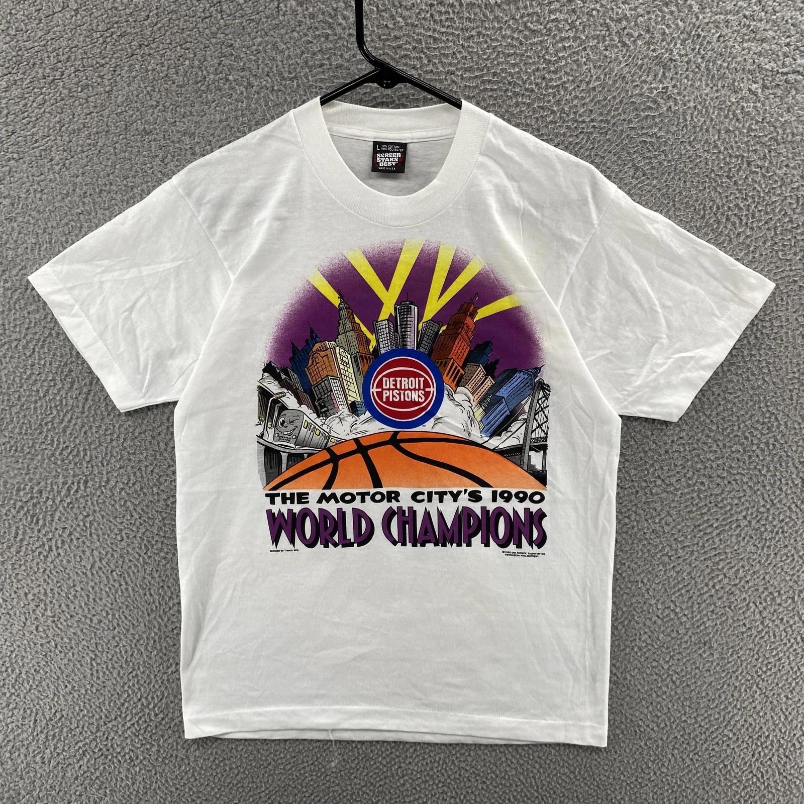 

Vintage Detroit Pistons Shirt Mens Large White NBA Basketball 1990 Champions 90s XL