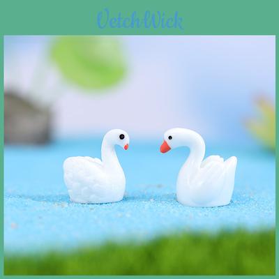 Encantadora Figura de Cisne de Resina Para Jardines en Miniatura y Decoraciones de Suculentas