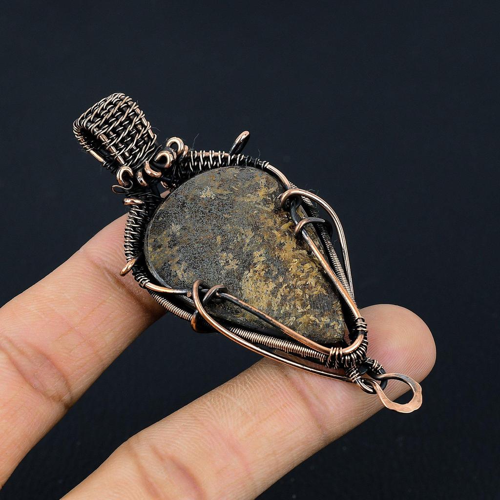 Bronzite Pendant, 999 Copper Wire Wrapped Jewelry, Gemstone Jewelry Pendant, Handmade Wedding Gift Jewelry