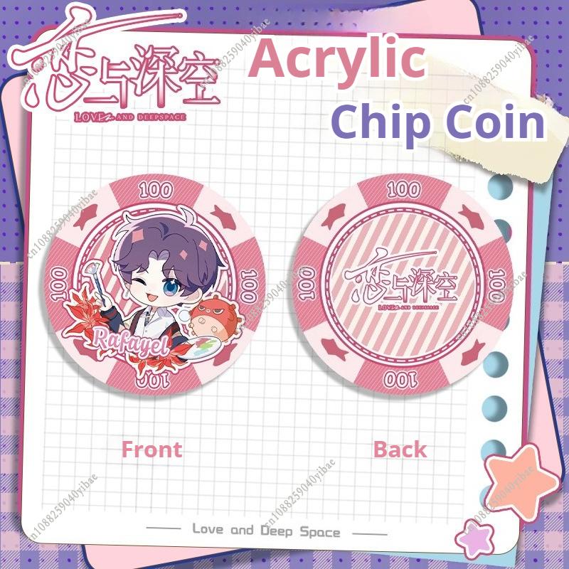 Love and Deepspace Sylus Rafayel Zayne Xavier Caleb Acrylic Chip Coin 43MM Anime Cosplay Colorful Pattern Game Coin Game Gift