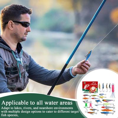 2025 Christmas Countdown 2025 Advent Fishing Accessories Holiday Countdown Calendar With Fishing Lures For Men Enthusiasts