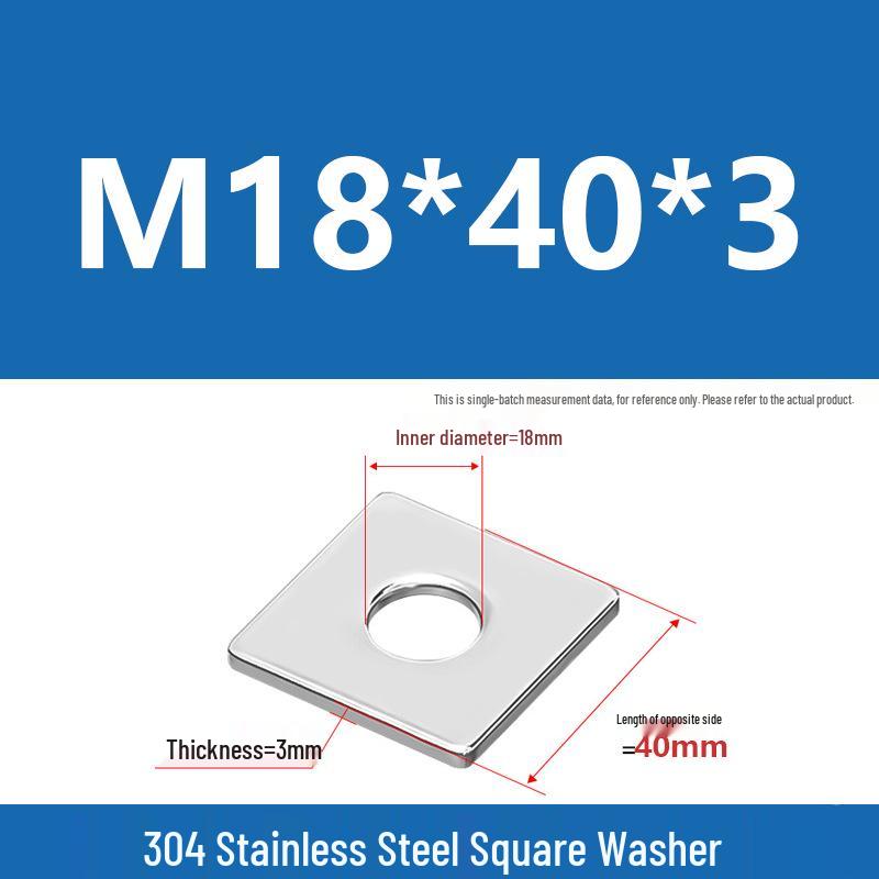 304 Stainless Steel Thickened Square Washer for Curtain Wall (M4-M16)