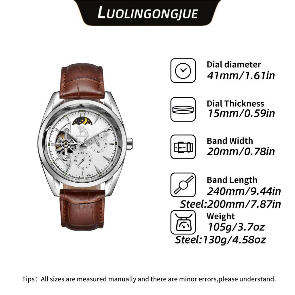 Duke of Lorraine Skeleton Mechanical Watch: Multi-Function, Luminous, Waterproof, Casual Business Steel Band