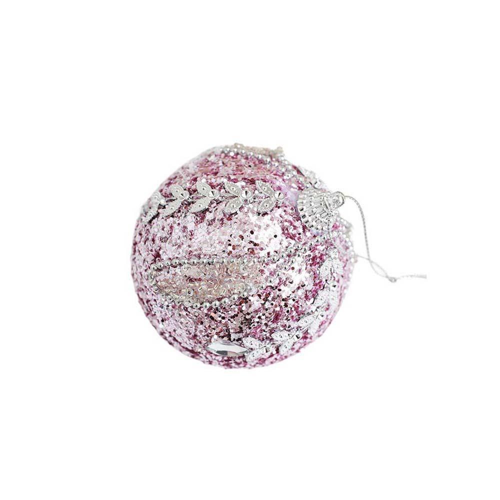 8cm Pink Christmas Balls Glitter Xmas Tree Pendant Christmas Tree Hanging Ornament  Living Room
