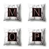 Polyester Pillowcase 26 English Letters Rose Gold Home Marble Decorative Printed Pillowcase