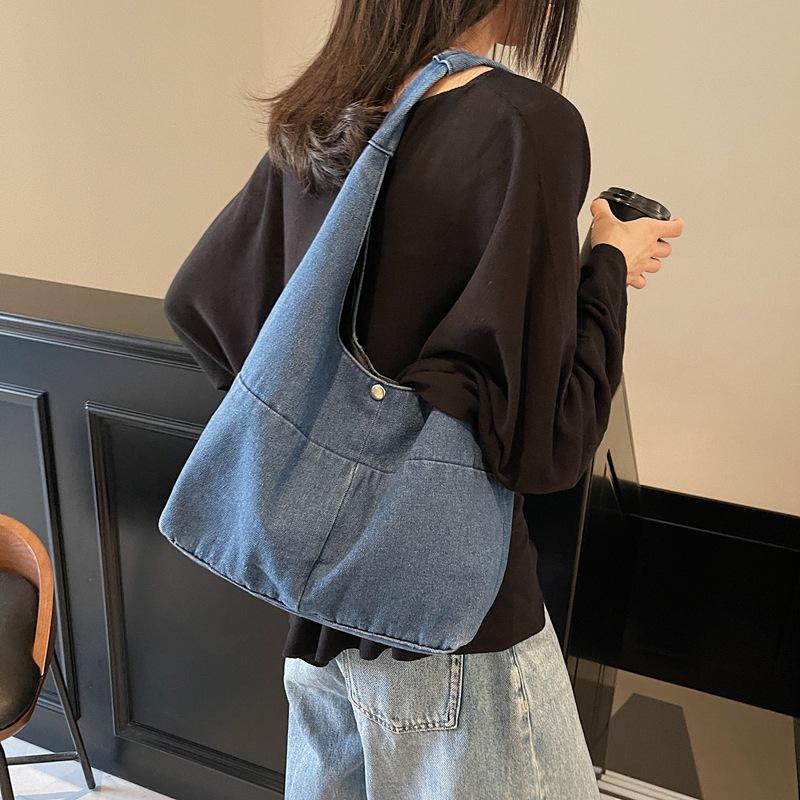 Version Small Fresh Denim Women's Underarm Bag 25 New Simple Shopping Bag Shoulder Commuter Bag