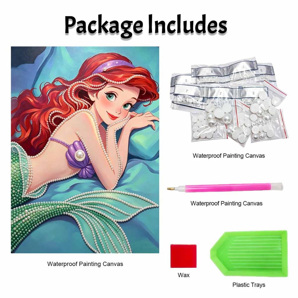 Disney Ariel Pearl Painting Handmade DIY Pearl Art Painting Simple Living Room Hanging Painting Decoration