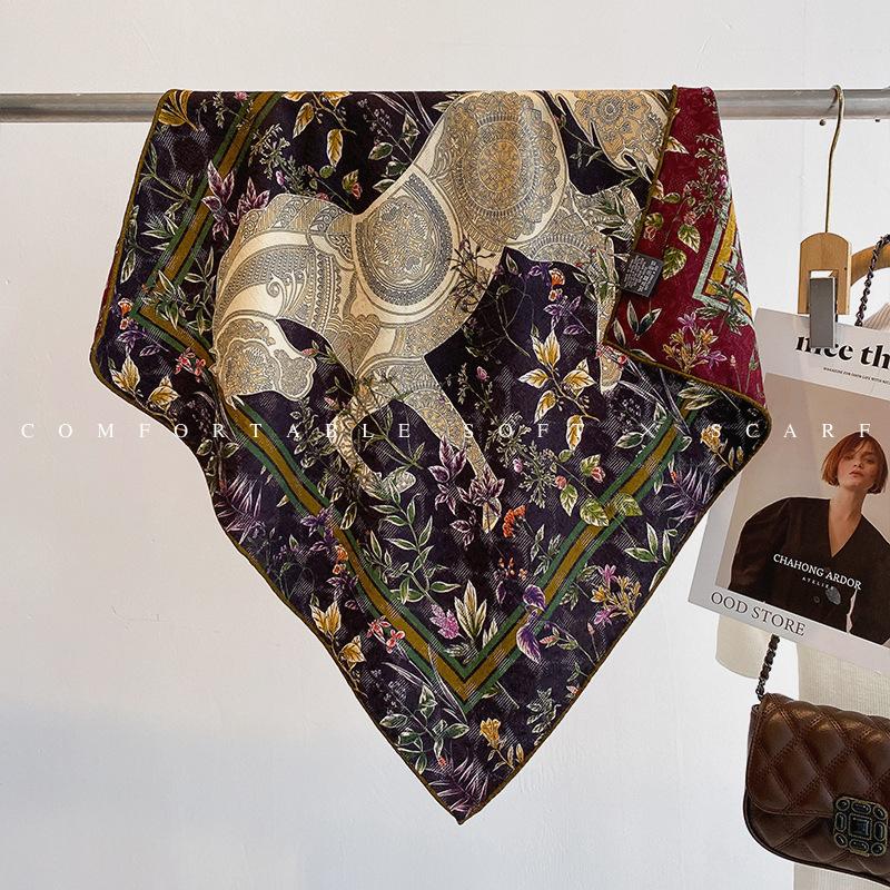 Light luxury high-end feeling, new models take the lead in keeping warm, silk wool silk scarves, women s high-end versatile silk wool silk scarves 65cm