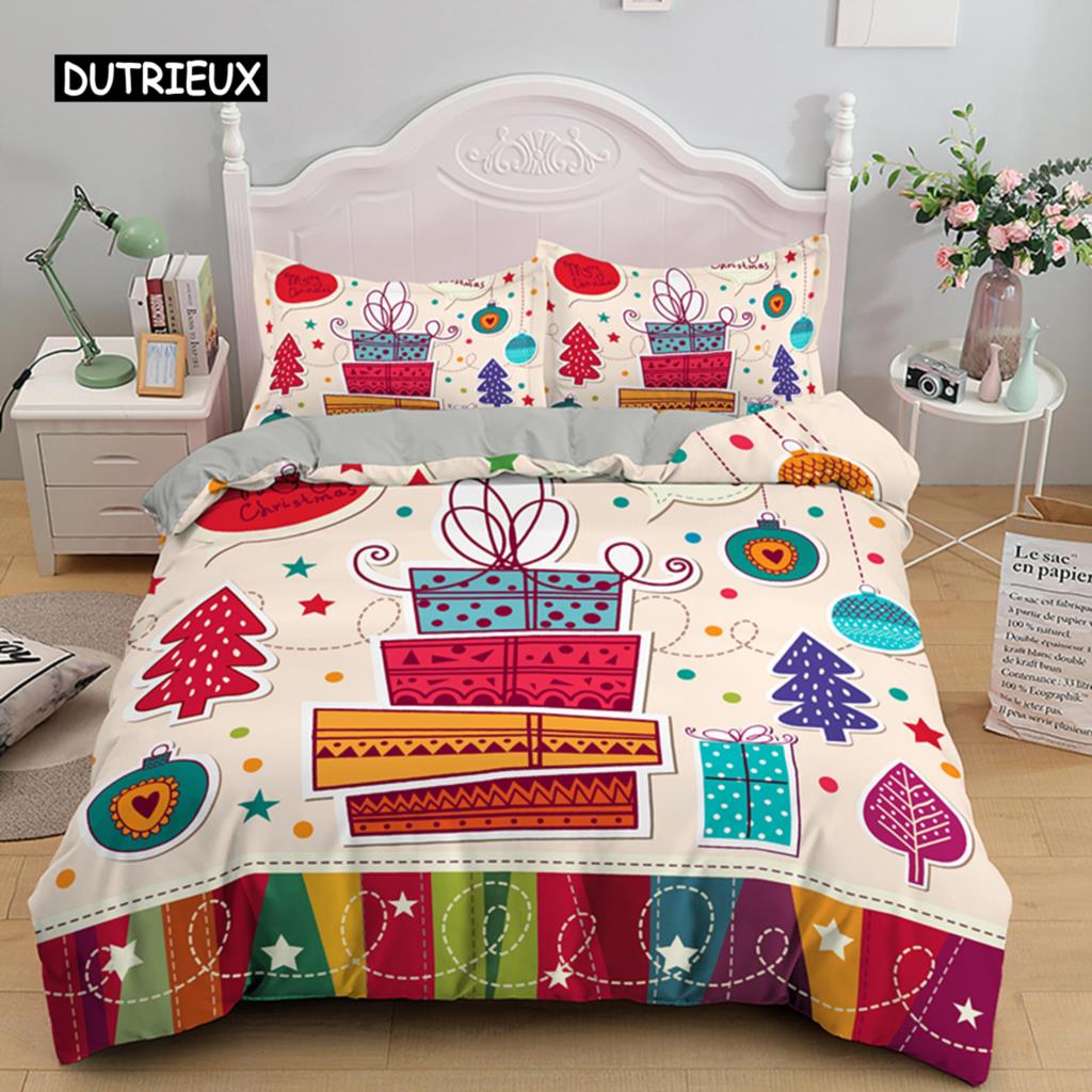 3D Printed Merry Christmas Bedding Set Queen/Twin/King Size  Christmas Decoration Home Bedclothes with Bedding Pillow