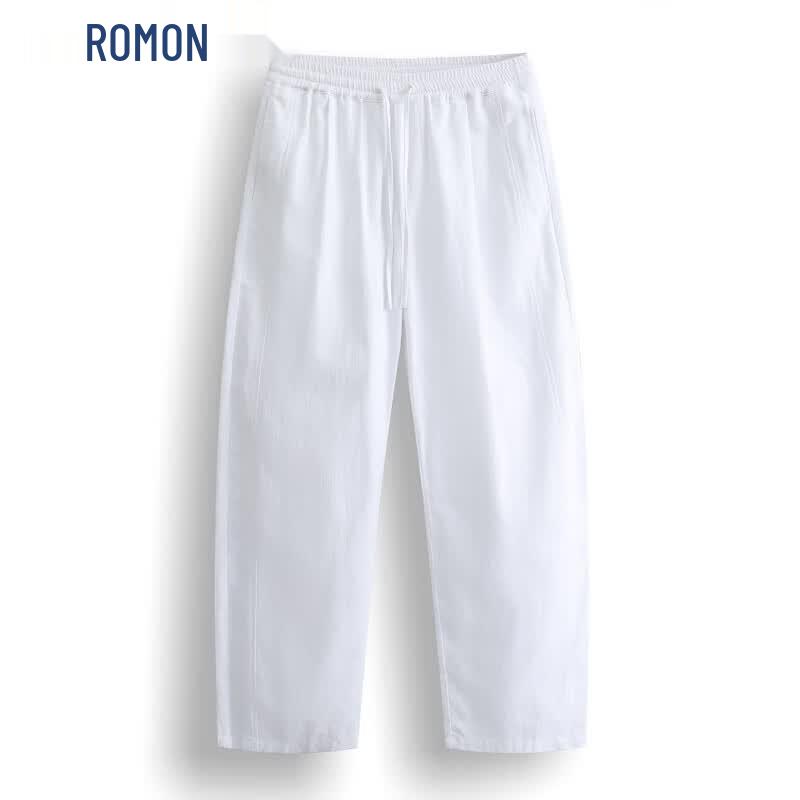 ROMON Men s Linen Blend Straight-Leg Casual Pants M