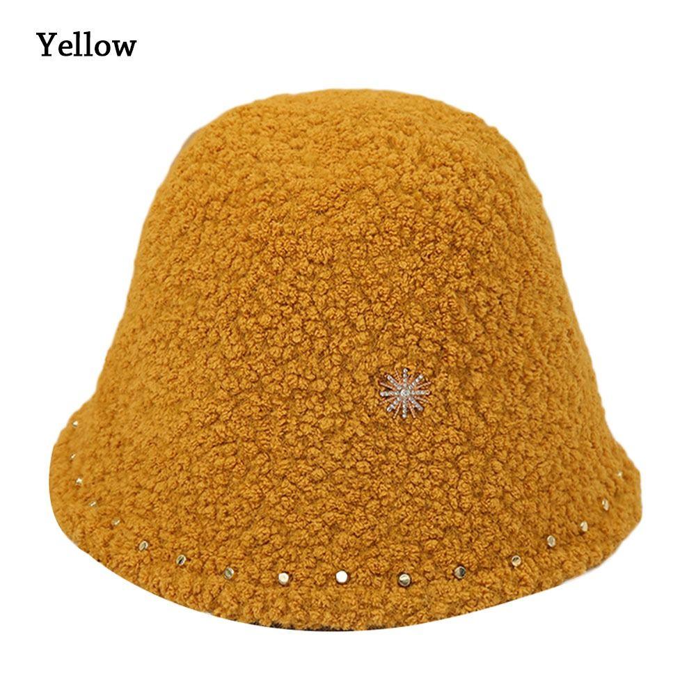 

Зимняя повседневная панама из мягкой шерсти ягненка, кепка от солнца, кепка-панама, рыбацкая кепка жёлтый