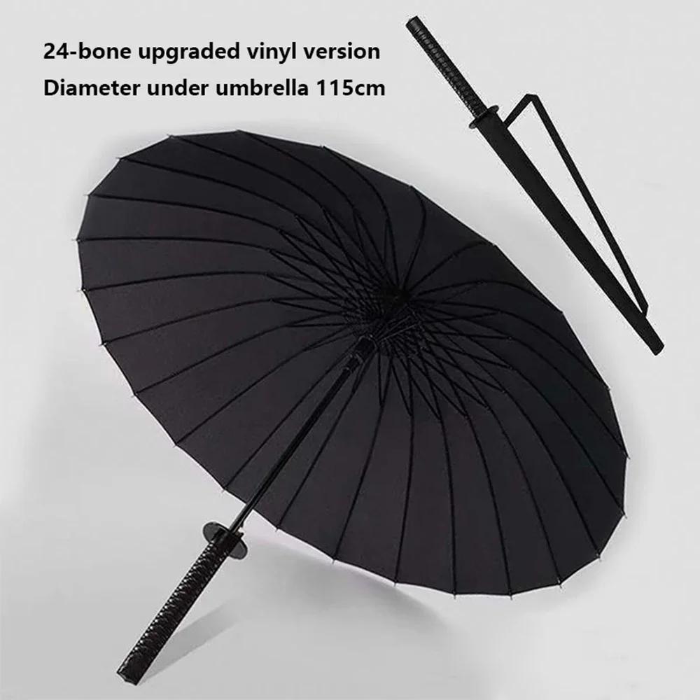 Jednoduchý samurajský deštník s dlouhou rukojetí Japonský deštník Katana Deštníky pro čínskou domácnost s rovným prutem Větruodolné vybavení do deště