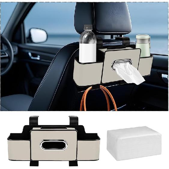 Car Back Seat Organizer With Tissue, Car Seat Back Tissue Box And Storage Hook, Multifunctional Car Organizer For Hold