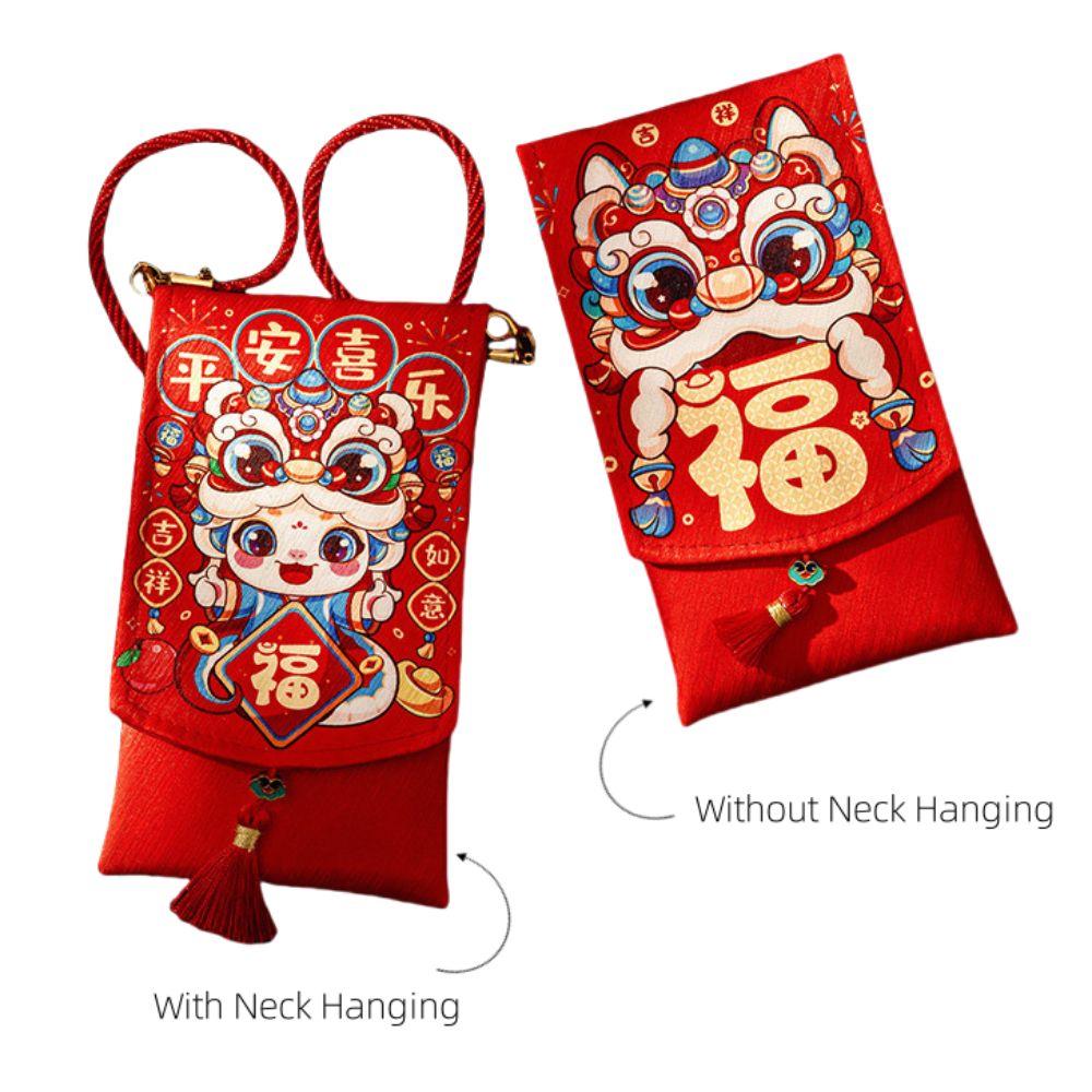 Chinese New Year 2025 Red Pocket Spring Festival Lucky Red Pockets Fabric Red Envelop  New Year