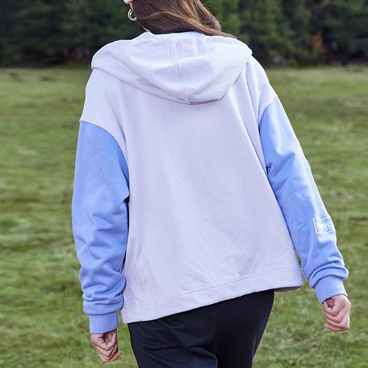 Anta Seria Lifestyle Kurtka damska fioletowa z kapturem zapinana na zamek blok kolorów luźna z długim rękawem 162218705-1