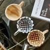 Shann Retro Checkerboard Coffee Cup Wind Niche Couple Household Mug Household Ceramic Water Cup