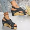2025 Roman Chunky Platform Sandals Women New Summer Retro Peep Toe Wedges Sandles Woman Plus Size 44 Non-Slip Sandalias Muejr