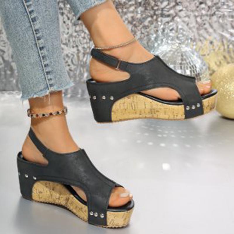 2025 Roman Chunky Platform Sandals Women New Summer Retro Peep Toe Wedges Sandles Woman Plus Size 44 Non-Slip Sandalias Muejr
