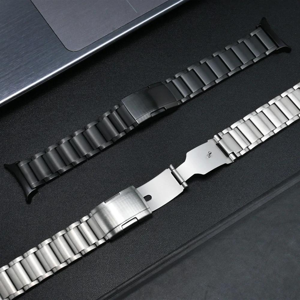 Watch Band For Xiaomi Redmi Watch 6 / 5 / 4 / Smart Band 9 Pro / 8 Pro 3-Bead Turtle Back Buckle Titanium Alloy Strap