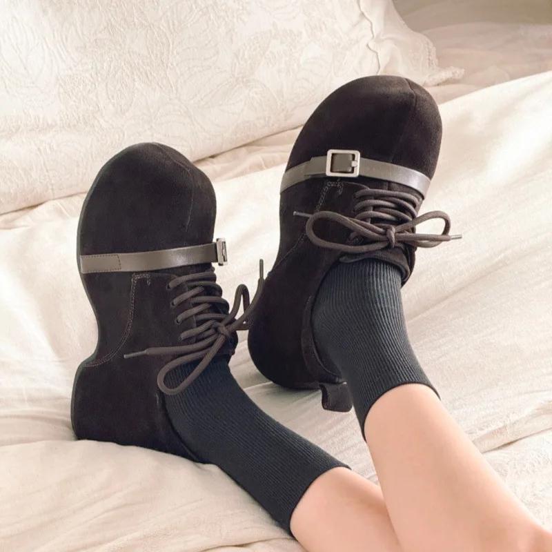 Retro Dicksohlige Schnür-Bacon-Schuhe für Damen im Herbst 2025, Bequeme Absatz erhöhende Loafer Damen Sneaker