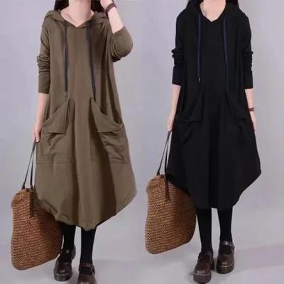 Vestido Sudadera Holgado Tallas Grandes Europeo - Estilo Retro Primavera Otoño