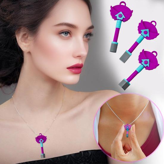 3D Printed Key Necklace Pendant Ornament Korean Game Drama Inspired Round Square Triangle Hole Keys Decoration Fans Collectors Gift