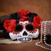Masquerades Mask Mexicans Day of The Deads Sugar Skull Mask with Rose Decorations Fancy Dress Rose Suger Skeleton Mask