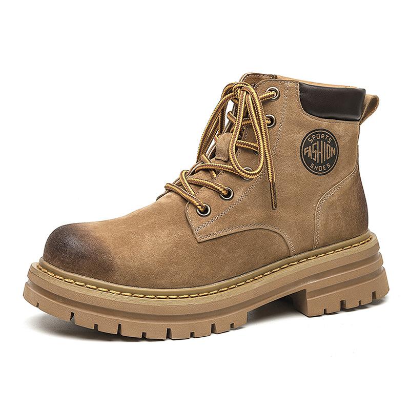 Martin Boots Men's Rhubarb Boots Autumn and Winter Pigskin Tooling Snow Boots Velvet Couple Boots 2345-A