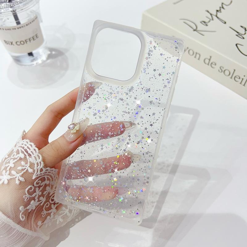 Husă de telefon cu sclipici pătrată de lux Bling transparentă pentru Iphone 16 15 14 Pro Max Plus 13 12 Pro Max 11 Husă moale TPU rezistentă la șocuri