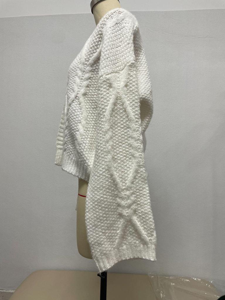 European-American Cross-border New Long-sleeve Knit Cardigan Top, Round Neck, Solid Color, Loose Fit, Women's Sweater for Autumn-Winter.