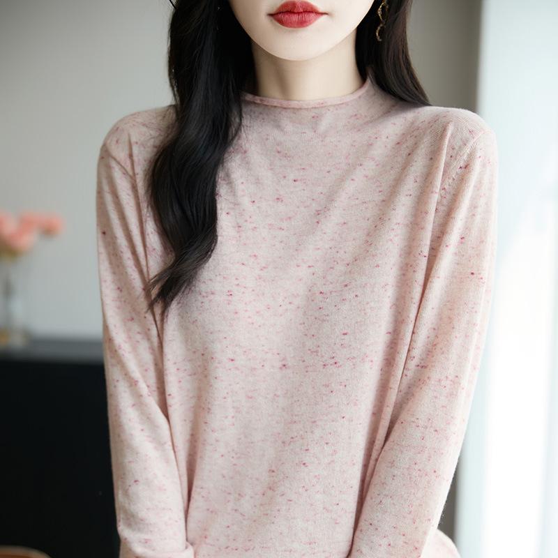 

Осенне-зимний вязаный свитер с полувысоким воротом с отворотом, женский пуловер с длинным рукавом, свободный и облегающий базовый слой M