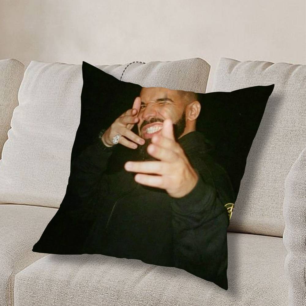 cool D-Drake OvO Rap Pillow Case Square Double-Sided Printing Short Plush Sofa Cushion Cover Bedroom Bedside Pillow