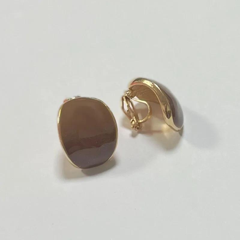 Red White Enamel Geometric Square Round Clip On Earrings For Women Party Trendy Simple No Piercing Ear Clips