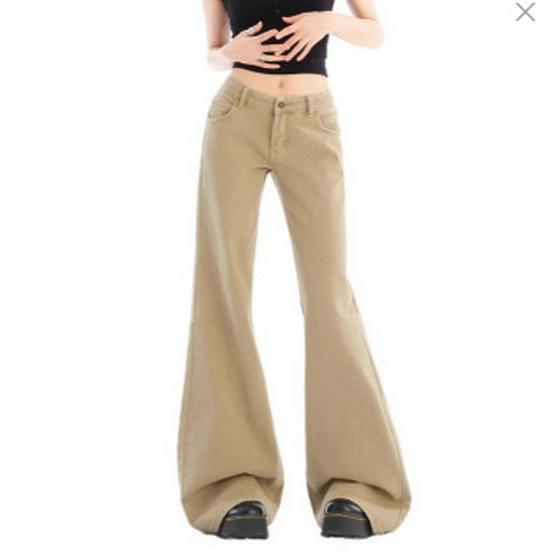 

Женские джинсы американского ретро с низкой посадкой, коричневые, широкие штанины микро-клеш XL