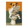 Vintage Animal Bathroom Wall Art, Funny Dog Retro Pop Art Canvas Painting, Nordic Toilet Poster Print for Restroom Room Decor