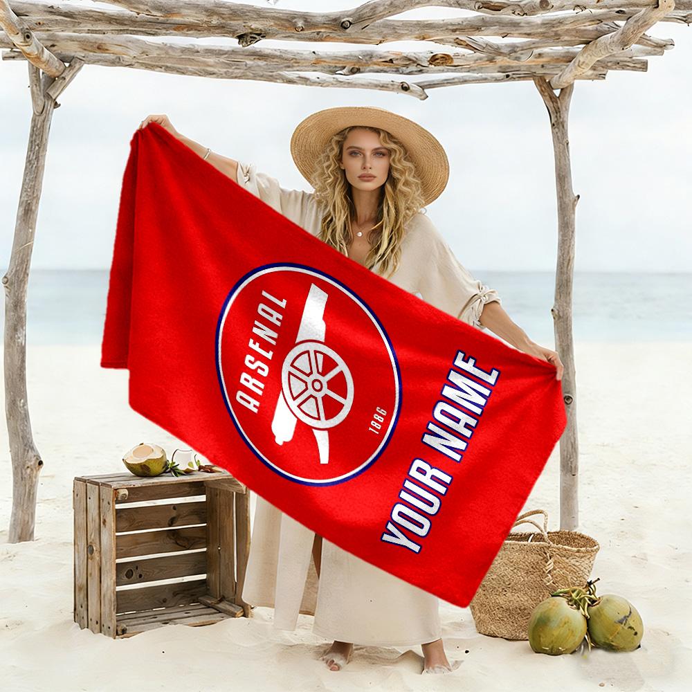 Arsenal F.c. Customized Name Beach Towel Quick-Dry Soft Microfiber
